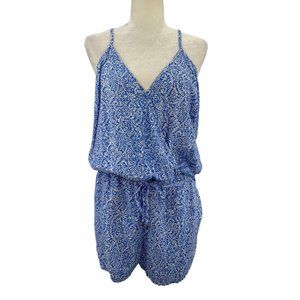 Splendid Paisley Print Wrap Romper Blue Large